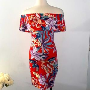 Off the shoulder floral print dress